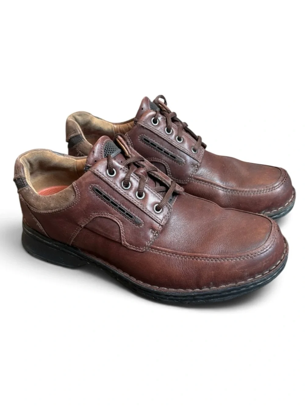 Clark’s Unstructured Un.Bend Oxford Men's 9 Brown Leather Lace-Up Shoes